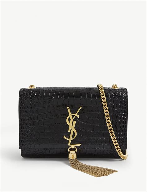 ysl croc embossed leather chain clutch|saint laurent YSL wallet.